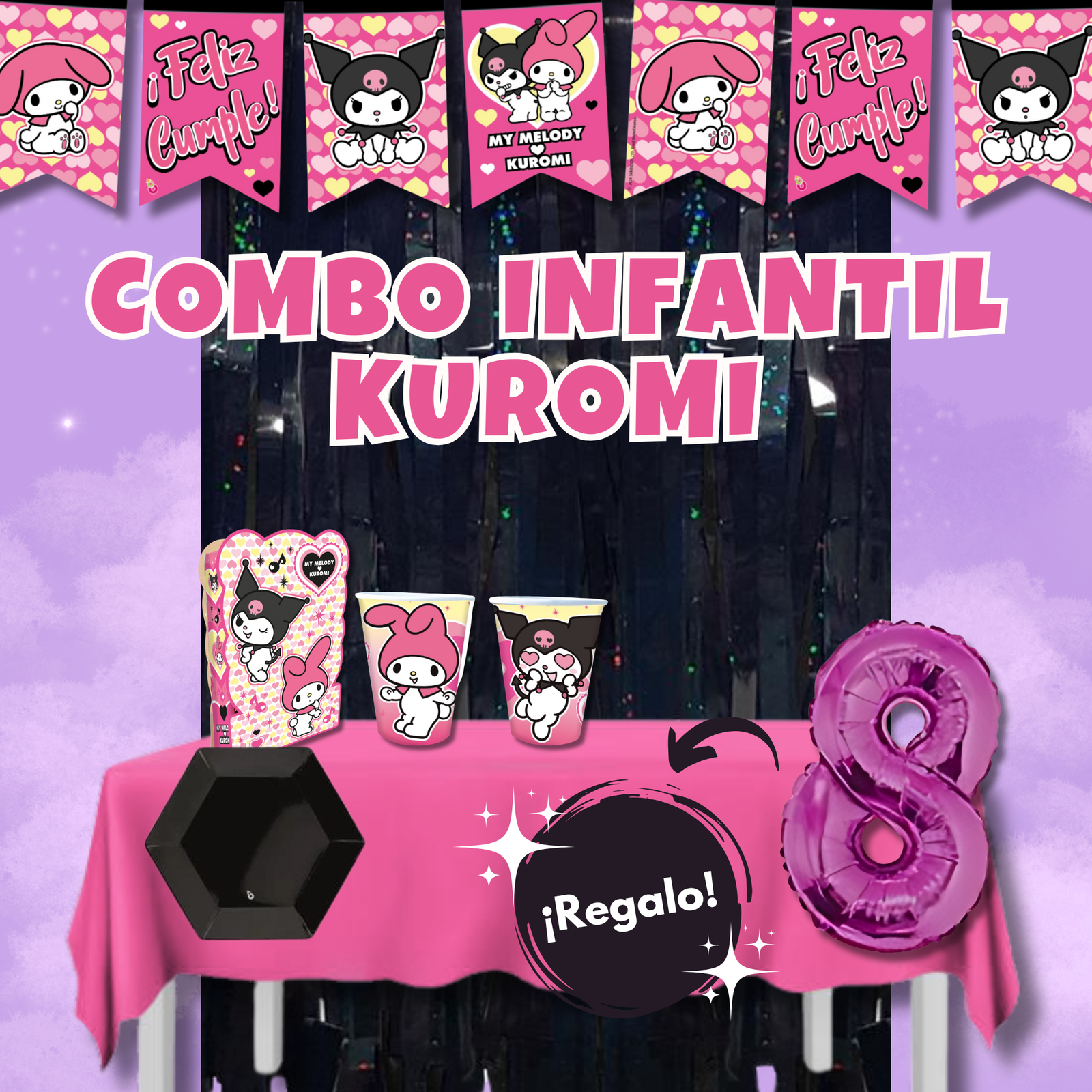 COMBO PREMIUM KUROMI PARA 10 CHICOS