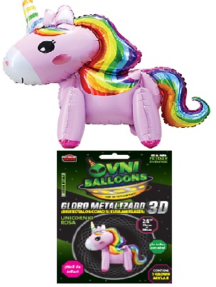 GLOBO METALIZADO 3D 24" UNICORNIO ROSA