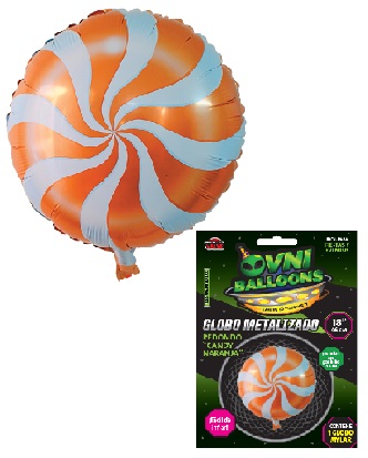 GLOBO METALIZADO 18" CHUPETIN NARANJA