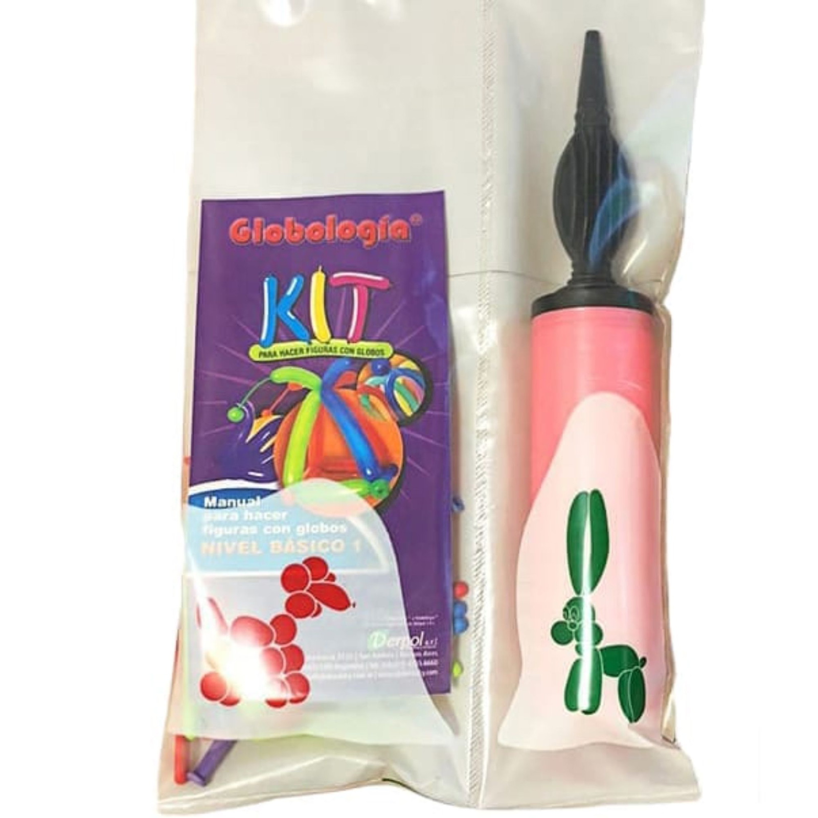 KIT GLOBOLOGIA INFLADOR + 25 GLOBO SURTIDO 260T