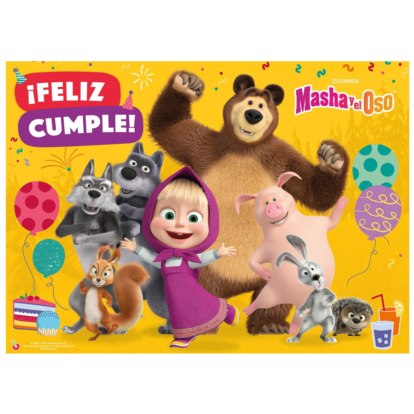 Cotishop - MASHA Y EL OSO - AFICHE FELIZ CUMPLE X1 MASHA Y EL OSO -54111-