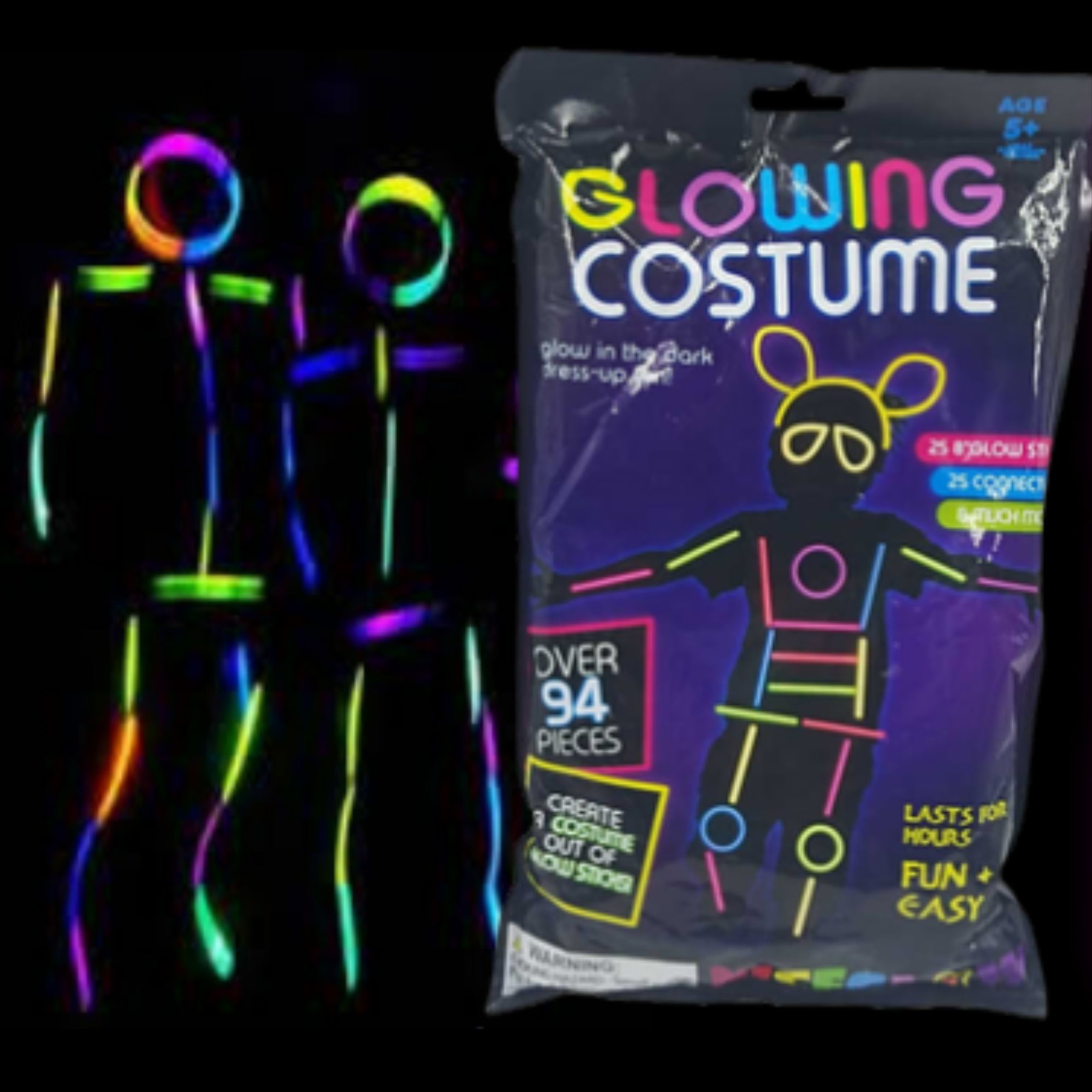 DISFRAZ CORPORAL GLOW 94 PIEZAS X1