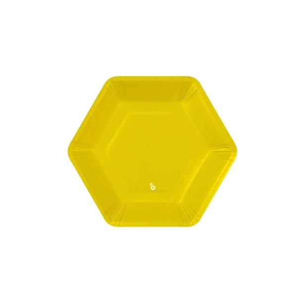 PLATO HEXAGONAL CHICO X8 AMARILLO