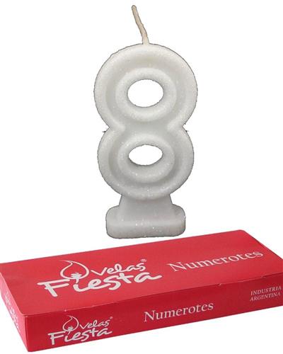 VELA NUMEROTE GIBRE BLANCO X10 NUMERO 8