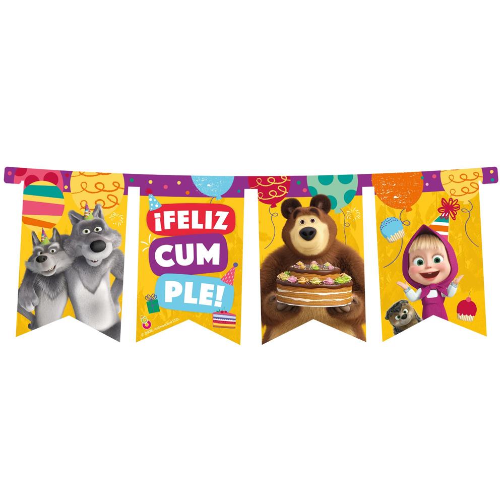 BANDERIN FELIZ CUMPLE MASHA Y EL OSO X1 -54104-