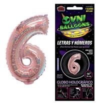 GLOBO METALIZADO 14" HOLOGRAFICO ROSA GOLD Nº6 X1