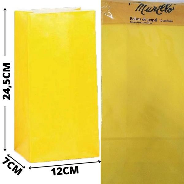 BOLSA DE PAPEL AMARILLO X10